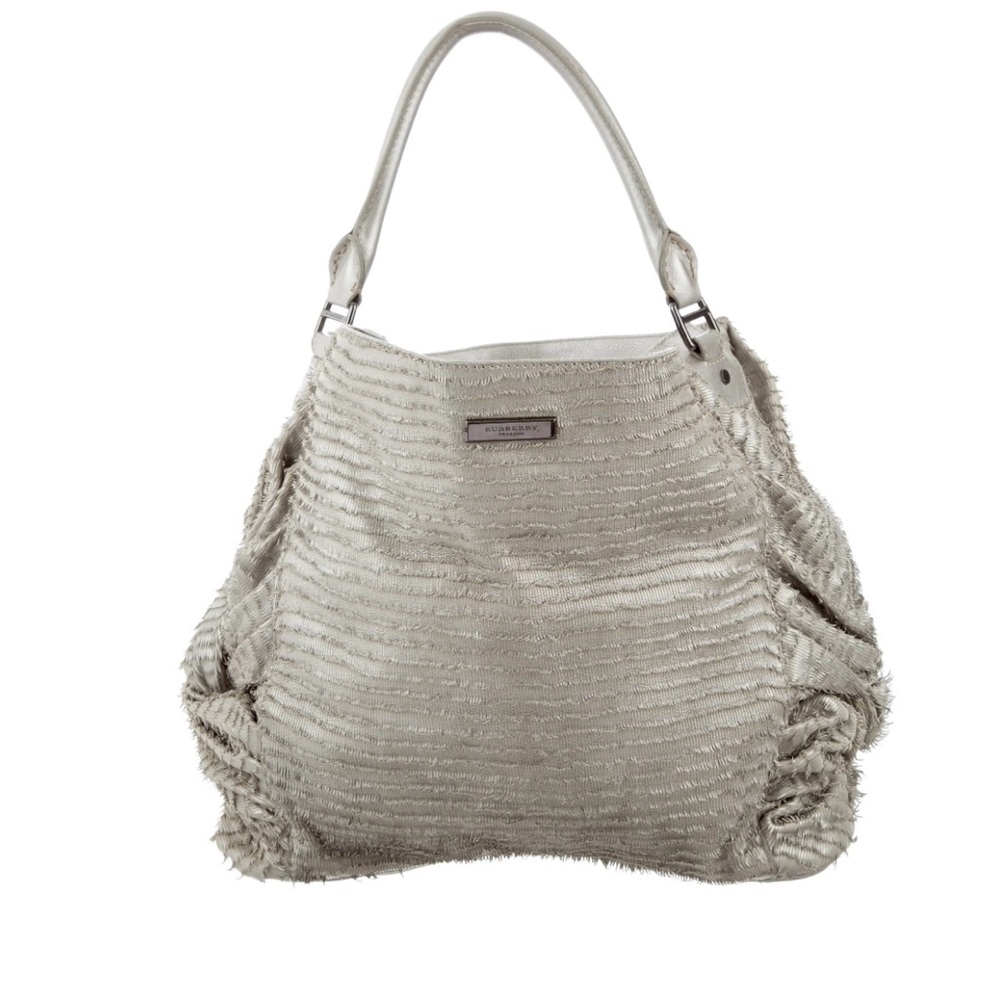 Plush Textured Shoulder Bag in Light Silver Beige - Burberry Osprey bag